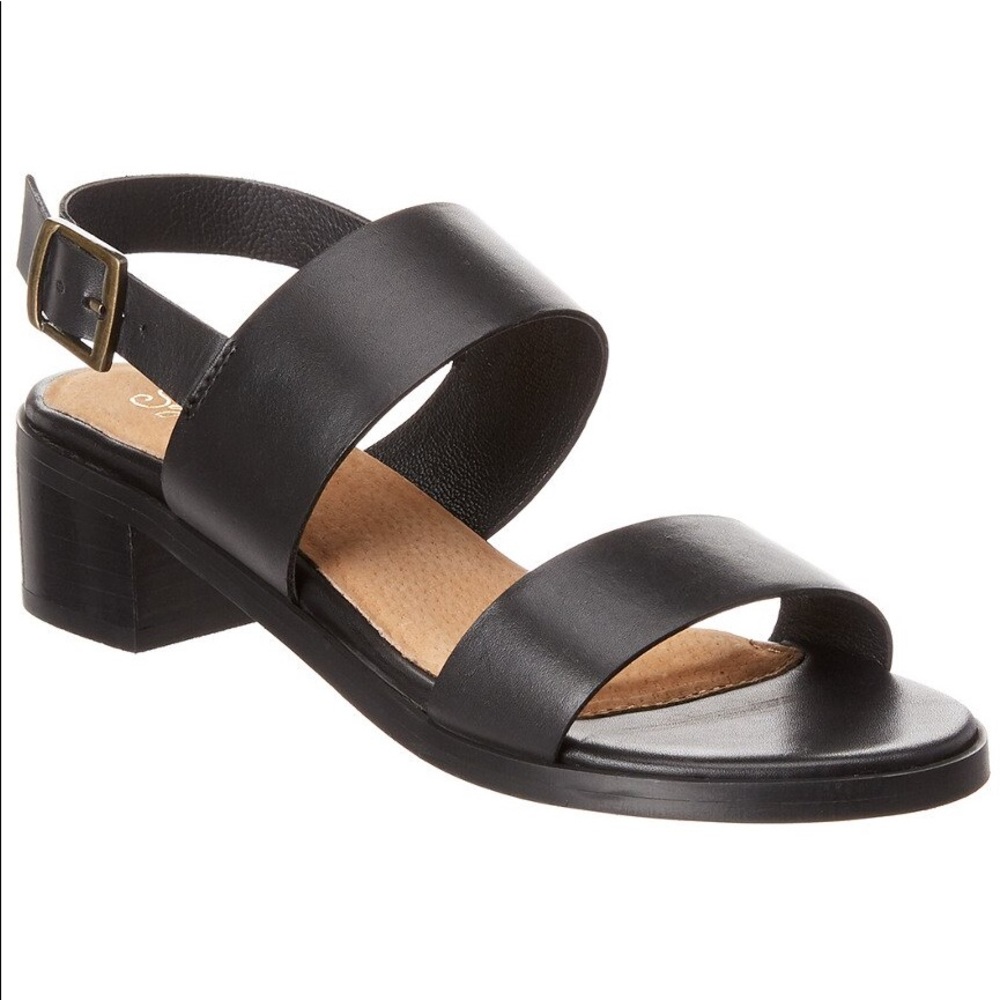Seychelles Mavericks Leather Sandal Black Heel 7